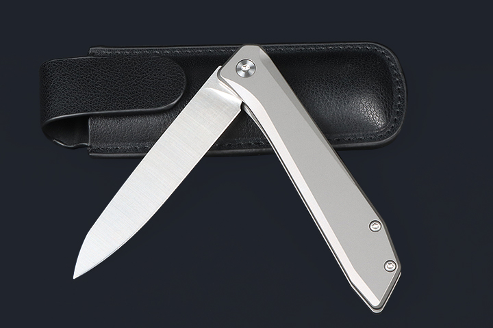 JJ028C D2 blade Titanium handle fast opening folding knife UD407672